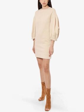 NWT MaxMara Malia Shift Dress  in Cream with Puff-Sleeves